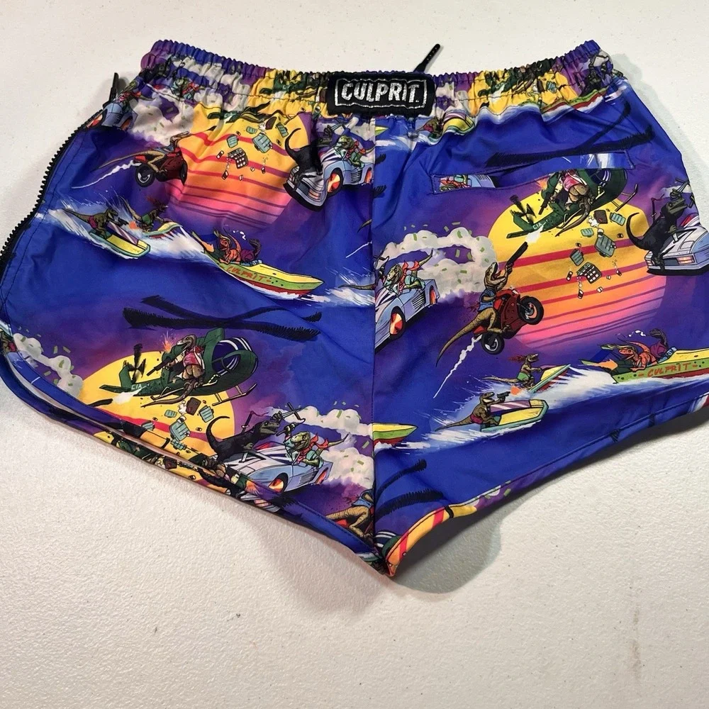 Culprit Mayhem Swim Shorts Mens Medium Battle Raptors Miami Vice EUC